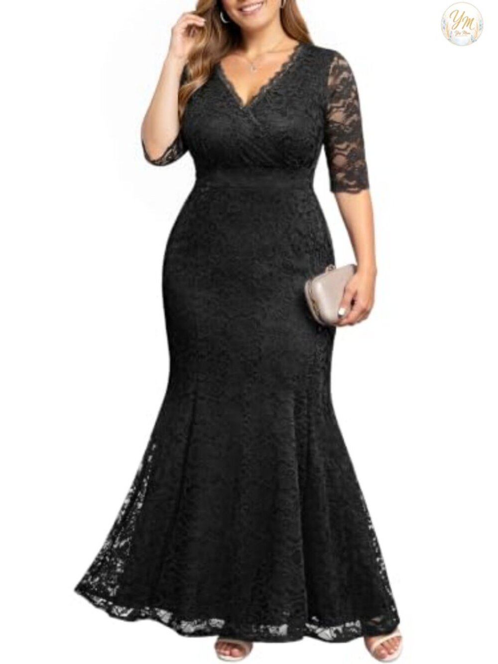 Plus Size Lace Mermaid Formal Evening Dress Wedding Guest